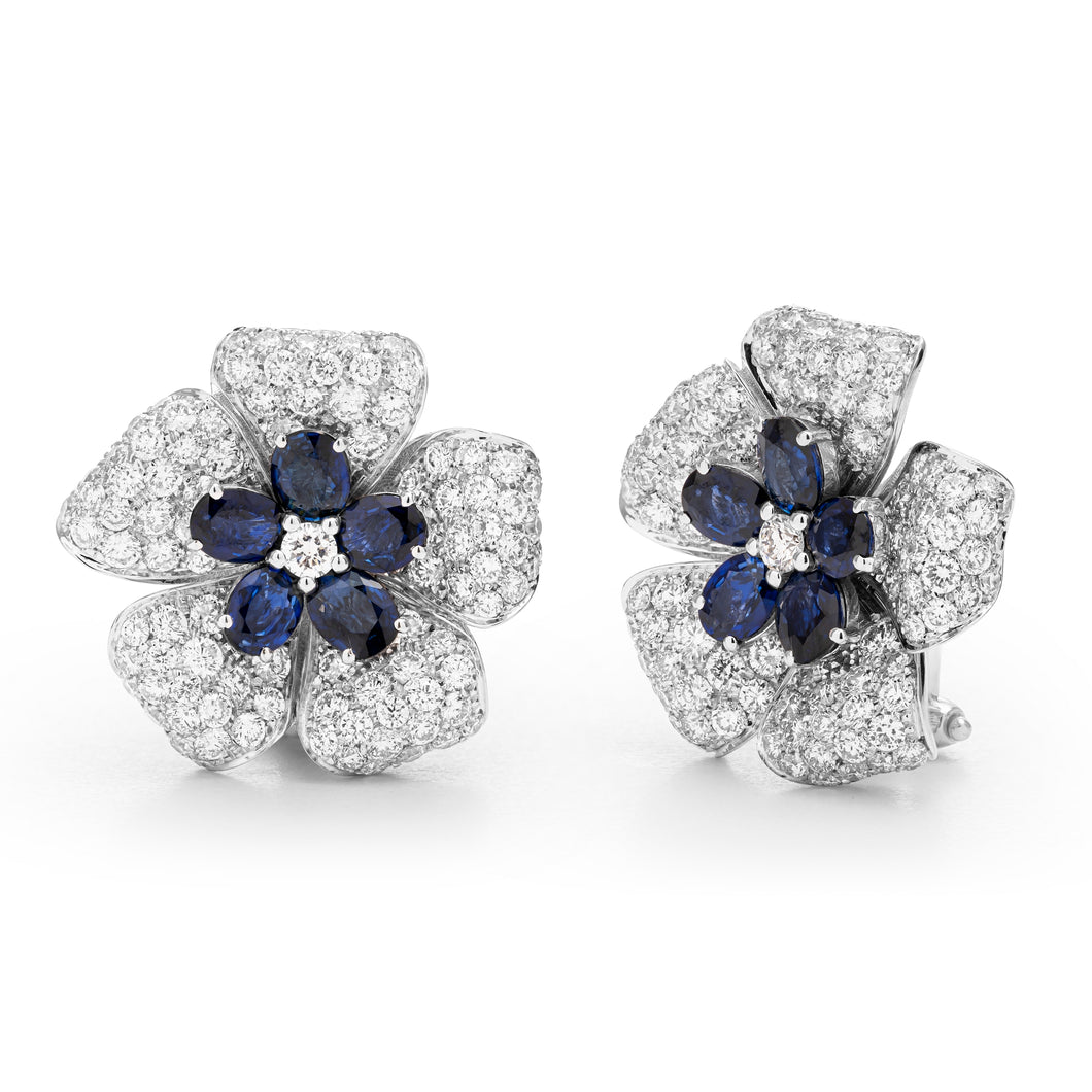 Big Sapphires Flowers Earrings