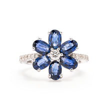 Load image into Gallery viewer, Sapphires Flower Ring
