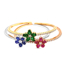Load image into Gallery viewer, Ruby Flower Bangle Bracelet
