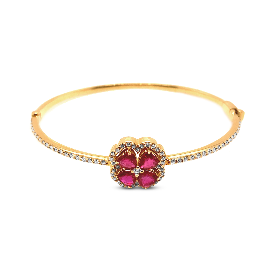 Ruby Quatrefoil Bangle Bracelet