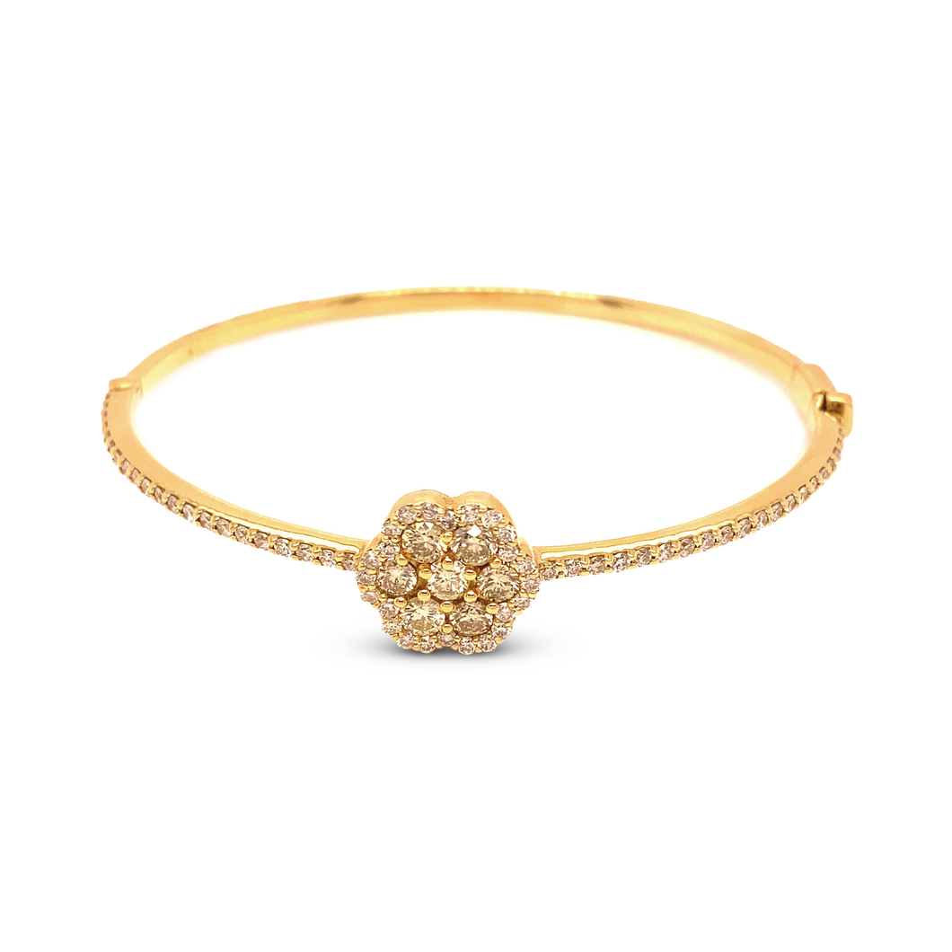 Diamond Flower Bangle Bracelet